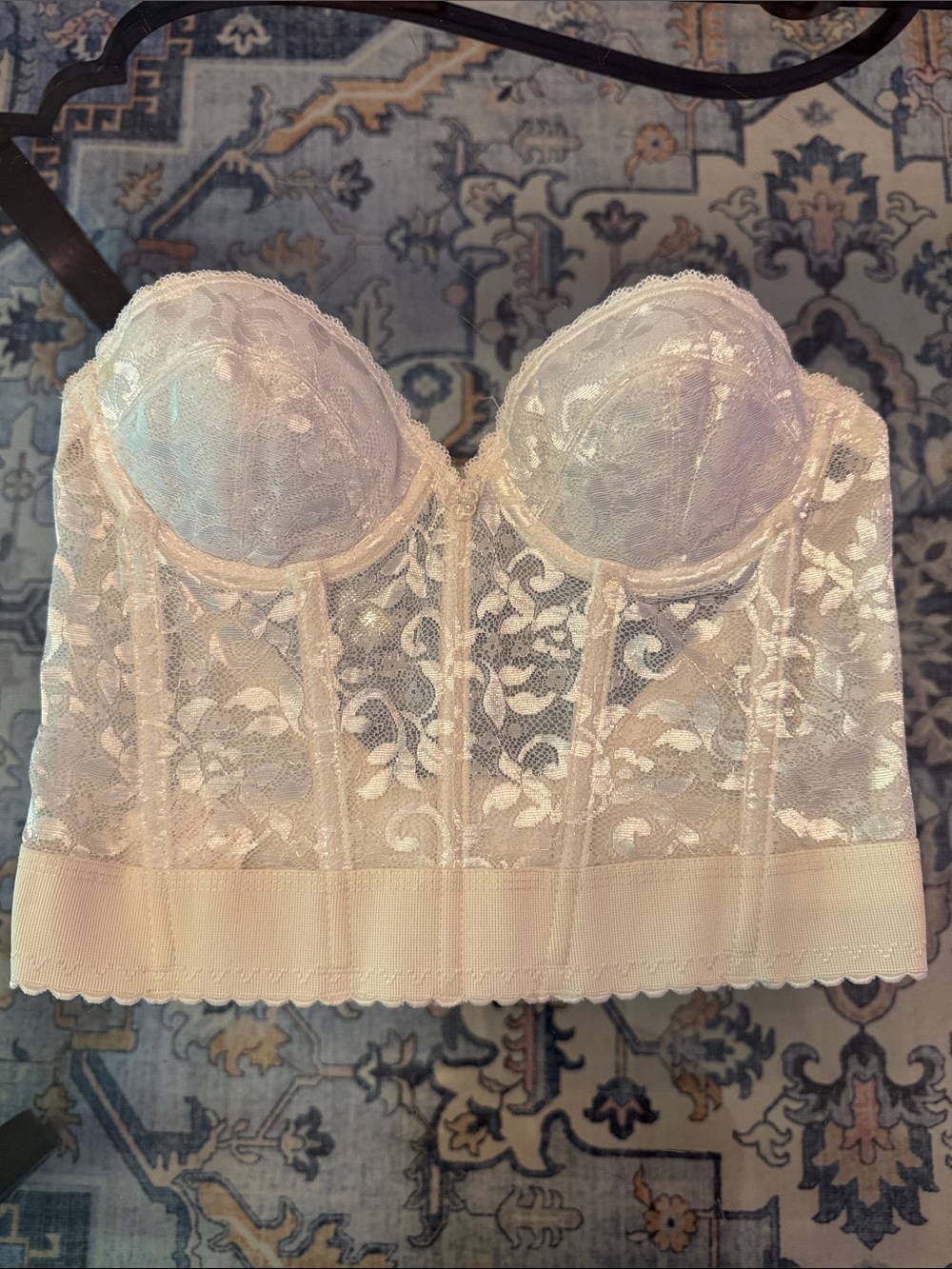 David's Bridal Lace Longline Bandeau Bustier in Ivory
